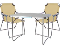 Campingmeubelset 3-delig - Kampeeruitrusting - Outdoor Ontspanning - Ruimtebesparend Opvouwbaar - L70xB50xH59 cm - Beige