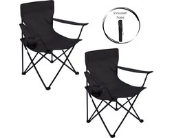 Campingstoel - 2 Stuks - Inklapbaar Visstoel - Vouwstoel - Comfortabel - Opvouwbaar Stoel - Max. 120 KG - Zwart - Rheme