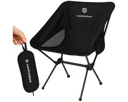 Campingstoel - Inklapbaar - Lichtgewicht Aluminium - Strandstoel - Visstoel - Vouwstoel - Opvouwbaar - Zwart - needventure®