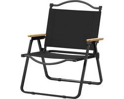 Campingstoel, opvouwbaar, metalen frame, klapstoel camping met houten handvat, Oxford-weefsel, campingstoel voor camping, achterklep, strand en sport