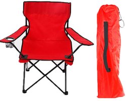 Campingstoel - Rood - Vouwstoel - Vissersstoel - Viskrukje - Kampeerstoel - Klapstoel - Buiten - draaggewicht 100kg - Opvouwbare stoel