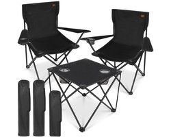 Campingstoel Set met Tafel - Opvouwbare Vouwstoel - 2 Stoelen - Strandstoel - Visstoel - Inclusief Draagtas
