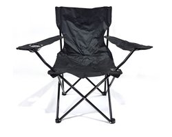 Campingstoel - Strandstoel - Vissersstoel - Visstoel - Rugleuning - Opvouwbare stoel - Zwart - Hoogte 80cm