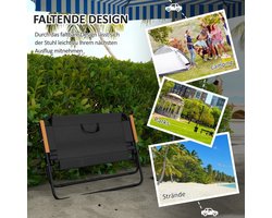 Campingstoel - Tweezits Vouwstoel Met Ademende Mesh En Armleuningen - Voor Terras, Tuin, Strand En Camping - Staal Zwart Naturel