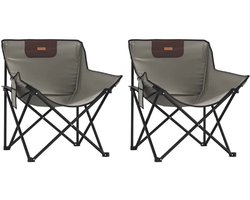 Campingstoelen 2 st met vakje inklapbaar grijs