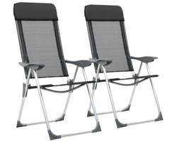 Campingstoelen inklapbaar aluminium zwart 2 st