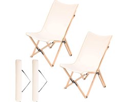 Campingstoelen Opvouwbaar - Strandstoelen Vlinderstoel - Buiten Ontspannen - Lichtgewicht Bamboe Frame - 350 lbs Capaciteit - Beige