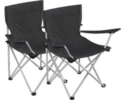 Campingstoelen, Set Van 2, Klapstoelen, Outdoor Stoelen Met Armleuningen En Drinkhouder, Stevig Frame, Belastbaar Tot 120 Kg
