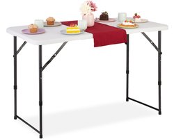 campingtafel - inklapbaar - 53,5 x 120 x 60 cm - kunststof - staal - 6 personen - wit