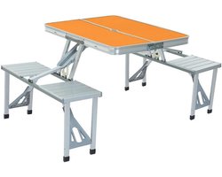 Campingtafel Stoel Set - Picknick Tafel - Outdoor Activiteiten - Opvouwbaar Aluminium - Compact - Oranje