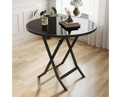 Campingtafel Uitklapbaar - Picknick Tafel - Buiten Eten - Stevig Glazen Oppervlak - 100 cm - Zwart