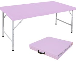Campingtafels 125 cm - Inklapbare Vouwtafel Met Handgreep En Verstelbare Hoogte - Multifunctioneel - Kunststof - Paars
