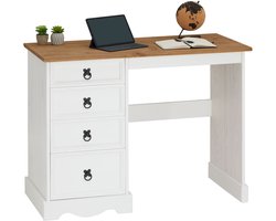 CAMPO bureau in wit met 4 laden in elegante landhuisstijl
