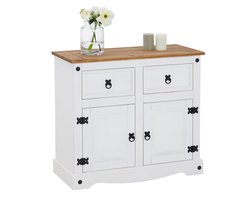 CAMPO dressoir in Mexicaanse stijl wit/bruin