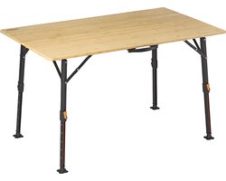 Campout Campingtafel - 120 x 70 x 70 cm - Inklapbare Tuintafel - Opvouwbare Camping Tafel - Vouwtafel - Klaptafel - Hoogte Verstelbaar - Inclusief Draagtas - Bamboe