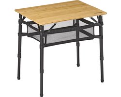 Campout Campingtafel - 65 x 50 x 65 cm - Inklapbare Tuintafel - Opvouwbare Camping Tafel - Vouwtafel - Klaptafel - Plooitafel - 4 personen- Hoogte Verstelbaar - Inclusief Draagtas en Opbergnet - Bamboe