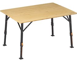 Campout Campingtafel Inklapbaar 100 x 72 x 70 cm – Bamboe Klaptafel met Verstelbare Hoogte voor Camping, Tuin en Balkon – Inclusief Draagtas en Handvat – Bruin