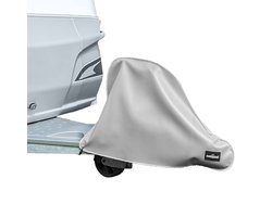 Campout Disselhoes - Caravanhoes - Disselbeschermhoes - Afdekhoes - Robuust PVC -leer - Optimale Bescherming - Eenvoudige Montage - Elastisch Koord met Kunststof Haken - Voor meeste Aanhangwagens en Caravans - Grijs