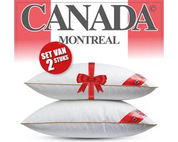 Canada Stevig Veren Hoofdkussen - Set van 2 stuks - DownPass gecertficeerde Veren - Ergonomisch - 60x70cm