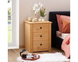 CANCUN nachtkastje met 3 laden gemaakt van massief grenen, gebeitst en gewaxt oppervlak