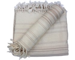 Cancun Waves Set of 2 – Hamamdoek 90 x 190 cm & Handdoek 45 x 90 cm, 100% Katoen, Turkse Hamamdoek & Saunadoek, Peshtemal, 100% Cotton Peshtemal, Hand Towel & Hair Towel & Beach towel, Beige