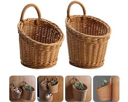 Candala 2 stuks uien knoflook opbergmand rotan mand houder medium hangende fruitmand boodschappenmand