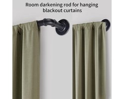 Candala 2 Stuks Zwarte Gordijnroedes voor Gordijnen met Doorvoerringen, Industriële Gordijnroede Metaal Uitschuifbaar, Industriële Gordijnroede voor Ramen 80cm-218cm, Gordijnrail voor Kamerverdelers