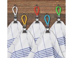 Candala 20x handdoekhouderclips van kunststof en verchroomd metaal - k