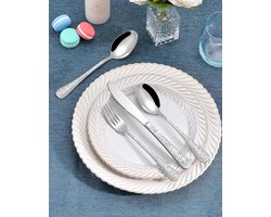 Candala - 24-delige Zilver vintage bestekset voor 6 personen, roestvrijstalen servies met mes/vork/lepel, bestekset voor huis en keuken, keukenge