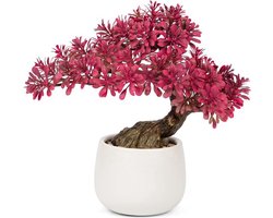 Candala 25 cm kunstplant bonsai boom in keramische pot kunstplanten esthetische Japanse bonsai decoratie voor woonkamer slaapkamer badkamer vensterbank decoratie - podocarpus kunstbonsai
