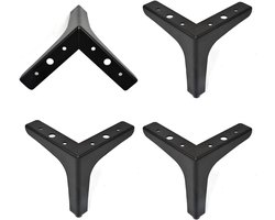Candala 4 stuks meubelpoten, zwart metaal, 10 cm, metalen meubelpoten, belasting tot 800 kg, bankpoten, zwart met schroeven, tv-lowboard, meubelpoten, kastpoten voor kast, tv-kasten, laden, nachtkastje