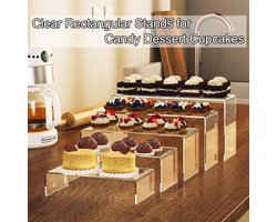 Candala 5 - acryl displayverhogers, transparante verhoger plank showcase voor buffet cupcake, poppen, anime-personages, parfums, sieraden, heldere productstandaard, acryl risers voor weergave