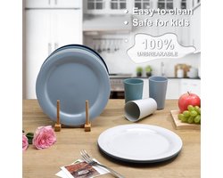 Candala 8 stuks onbreekbare, platte borden, Herbruikbare PP-plastic, duurzame campingborden voor salade, pasta, party, huis, magnetron en vaatwasmachinebestendig