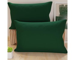 Candala Artigiani Italiani - Paar kussenslopen 50 x 70 cm van microvezel, decoratief kussen voor slaapkamer bank set van 2 kussenslopen, effen, groen, 100% Made in Italy