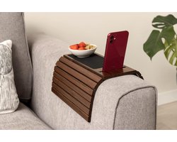 Candala Bamboe bankdienblad voor armleuningen, antislip, flexibele salontafel voor alle armleuningen, duurzame salontafel met een elegant design, natuurlijke kleur, past bij elk interieur, dienblad