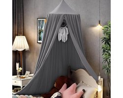 Candala Bedhemel, baldakijn, kinderkamer, baby, bedhemel, enorme bedhemel voor kinderen, hemelbed, gordijnen, prinses, baldakijn, voor spel, lezen, slaapkamer, kleedkamer (grijs)