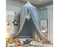 Candala Bedhemel voor Meisjes Jongens Kinderen Eenpersoonsbed, Ronde Koepel Bedhemel Klamboe Bescherming Luifel Speeltent Slaapkamer Kinderkamer Decoratie Hangend Gordijn Net (Lichtblauw)