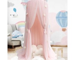 Candala Bedhemel voor meisjes - prinses hemelbed klamboe baby kinderkamer speelkamer decor koepel premium netten gordijnen, roze
