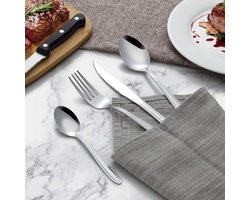 Candala - Bestekset voor 12 personen, met steakmessen, premium roestvrij staal, 72-delig, elegante bestekset met mes, vork, lepel voor thuis, res