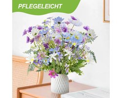 Candala bundels kunstbloemen zoals echt, zijdebloemen, decoratieve kunstbloemen, kunstboeket voor balkon, bloemenboeket, uv-bestendig, voor balkon, tuin, binnenplaats, raam, keuken, woondecoratie