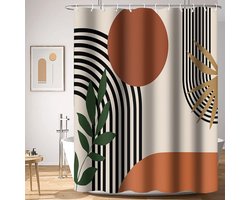 Candala Douchegordijn, abstract, boho, terracotta, midden van de eeuw, minimalistisch, anti-schimmel, waterdicht, polyester stof, wasbaar, badgordijn met 10 haken, 150 x 200 cm (b x h)