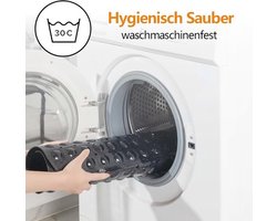 Candala Douchemat, antislip, 53 x 53 cm, douchemat, douchemat voor sauna's met zuignappen, badmat met afvoergaten, voor douche, sauna, zwart