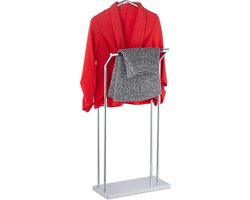Candala dressboy, voor pak & broek, hout metaal mix, slaapkamer, kleding butler, 110 x 46 x 19 cm, zilver/bruin