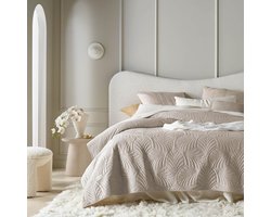 Candala - Elegante Sprei in Beige, 200 x 220 cm - Veelzijdige Woondeken als Bedsprei of Banksprei, Quilt Stijl - Ideaal voor Bed en Bank, Fluweel