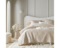 Candala - Elegante sprei in crème, 170 x 210 cm, veelzijdig als bedsprei of banksprei, quilt, stijl, fluweel