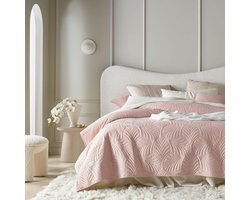 Candala - Elegante Sprei in Poederroze, 200 x 220 cm, Veelzijdige Woondeken, Bedsprei of Banksprei, Quilt, Stijl, Ideaal als Fluwelen Deken