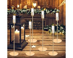 Candala Gouden Kandelaars,Gouden Kaarshouder 6 Set,Hoge Kandelaar,vintage Kaarsenstandaard,Decoratieve kandelaar houder voor Huisdecoratie,Dinerkamers,Kopstukken,Tafelopstellingen & Geschenken
