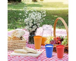 Candala Herbruikbare Kleurrijke Plastic Bekers │ 260ml Plastic Drinkbekers in 9 Kleuren │ Herbruikbaar Plastic Beker Set │ voor Kinderen Buiten Picknicks Barbecues Kamperen Reizen