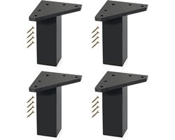 Candala Meubelpoten set met 4 poten, schroeven inbegrepen - kleur zwart - poten van ABS-hars voor tafels, nachtkastjes, badkamermeubels, kasten, planken (4 Poten, Hoogte: 10 cm)