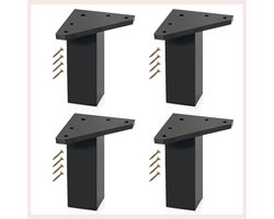 Candala Meubelpoten set met 4 poten, schroeven inbegrepen - kleur zwart - poten van ABS-hars voor tafels, nachtkastjes, badkamermeubels, kasten, planken (4 Poten, Hoogte: 6 cm)